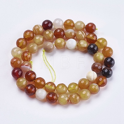 Natural Striped Agate/Banded Agate Beads Strands G-P364-14-8mm-1