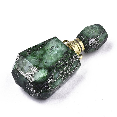 Assembled Synthetic Pyrite and Imperial Jasper Openable Perfume Bottle Pendants G-R481-13A-1