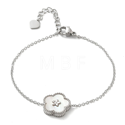 304 Stainless Steel Cable Chain Charm Bracelets for Women BJEW-U024-03P-01-1