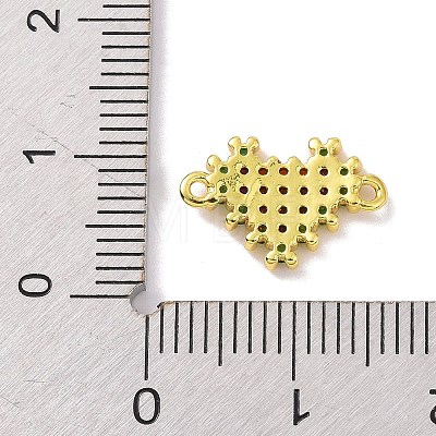 Real 18K Gold Plated Brass Micro Pave Cubic Zirconia Connector Charms KK-L209-052G-01-1