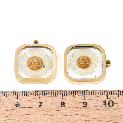 304 Stainless Steel Epoxy Resin Pendants STAS-T072-35-1