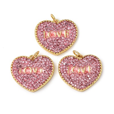 Brass Rhinestone Pendants KK-C143-39G-01-1