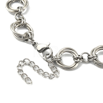 304 Stainless Steel Rings Link Chain Bracelet BJEW-TA00334-02-1