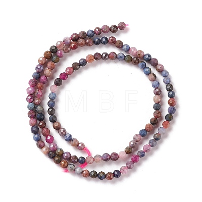 Natural Red Corundum/Ruby and Sapphire Beads Strands G-M390-05-1