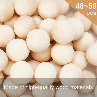 Natural Wooden Round Ball WOOD-PH0008-93-25mm-1