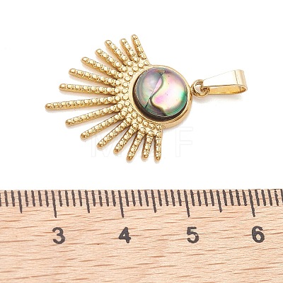 Natural Paua Shell Pendants PALLOY-JF05227-01-1