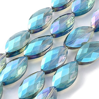 Electroplate Crystal Glass Horse Eye Beads Strands EGLA-F071B-06-1