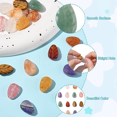 16Pcs 8 Styles Natural Agate & Amethyst & Topaz Jade & Green Aventurine & Red Agate & Tiger Eye & White Agate G-CJ0001-80-1