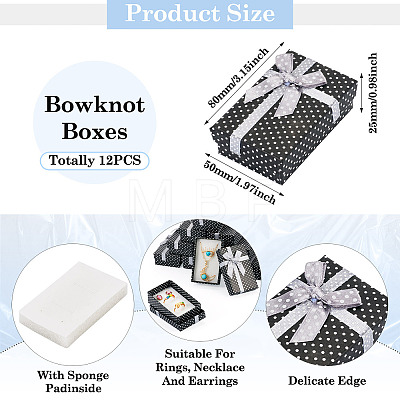 Polka Dot Print Cardboard Jewelry Gift Boxes with Bowknot CON-TAC0001-10E-1