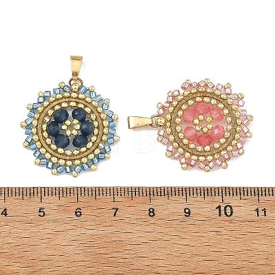 304 Stainless Steel & Cylinder Glass Seed Beads Pendants PALLOY-MZ01450-1