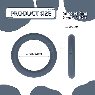 9Pcs Ring Food Grade Eco-Friendly Silicone Beads JX895E-1