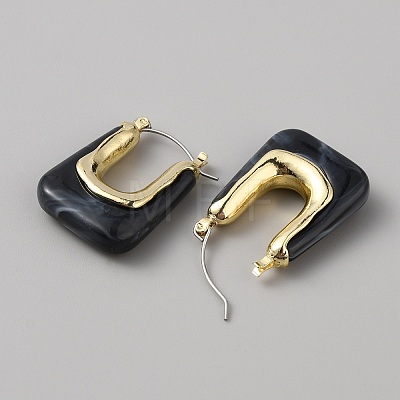 Acrylic Rectangle Hoop Earrings EJEW-WH0012-039B-1