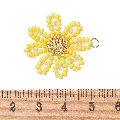 Glass Seed Beaded Pendants PALLOY-MZ01359-02-1
