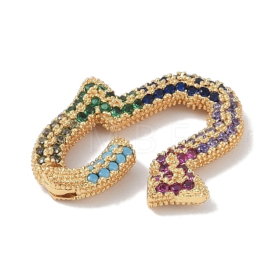 Rack Plating Brass Micro Pave Cubic Zirconia Spring Gate Rings Clasps KK-NH0002-07G-02-1