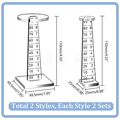 2 Sets 2 Sizes Clear Acrylic Airplane Model Holders with Scales ODIS-WH0025-170A-1