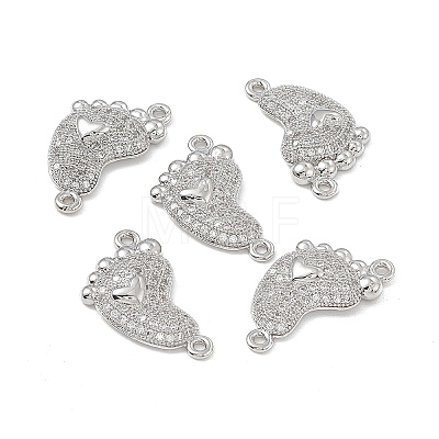 Brass Micro Pave Clear Cubic Zirconia Connector Charms KK-E068-VB032-1
