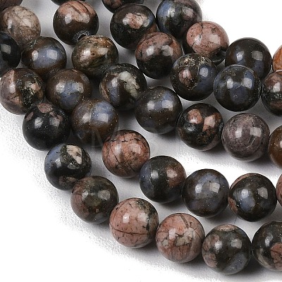Natural Glaucophane Beads Strands G-R485-12-8mm-1