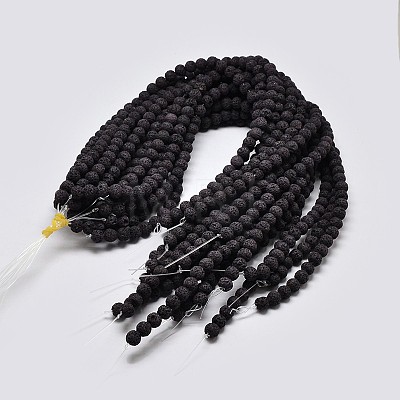 Natural Lava Rock Round Bead Strands G-I124-6mm-10-1