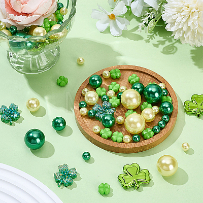 122Pcs 9 Styles ABS Imitation Pearl Beads & PP Plastic Beads & Opaque Acrylic Beads & Transparent Resin Cabochons KY-SP0001-79-1