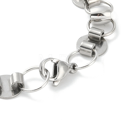 Non-Tarnish 201 Stainless Steel Flat Round Link Chain Bracelets for Women Men BJEW-I316-08C-1