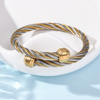 304 Stainless Steel Torque Bangles for Women BJEW-P310-23GP-1