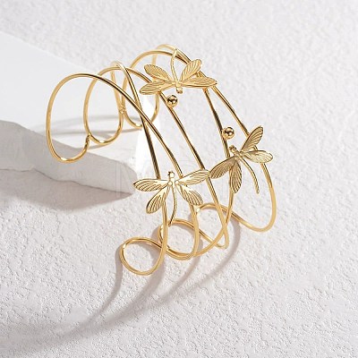 304 Stainless Steel Cuff Bangles BJEW-M082-02G-1
