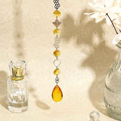 Glass Teardrop & Octagon Prisms Suncatchers Hanging Ornaments HJEW-CA0001-56-1