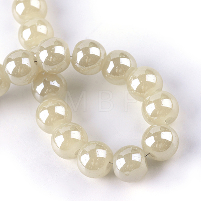 Electroplate Glass Beads Strands EGLA-Q062-8mm-E08-1