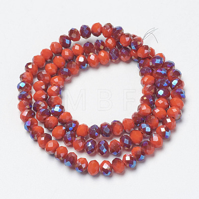 Electroplate Opaque Solid Color Glass Beads Strands EGLA-A034-P4mm-I08-1