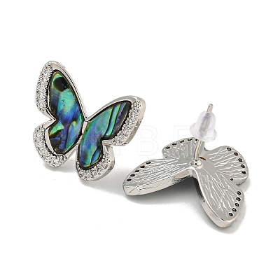 Rack Plating Butterfly Brass Stud Earrings EJEW-N055-55P-1