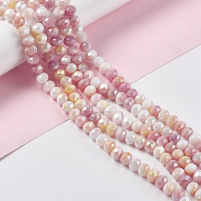 Faceted Electroplated Glass Beads Strands X-GLAA-C023-02D-1