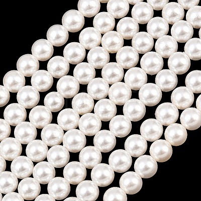 Electroplated Shell Pearl Beads Strands BSHE-C011-02-1