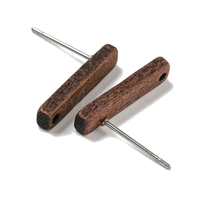 Walnut Wooden Stud Earrings Findings X-EJEW-B060-02A-1