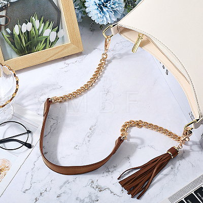 1Pc Imitation Leather with Alloy Curb Chain Purse Chains FIND-CL0002-07-1