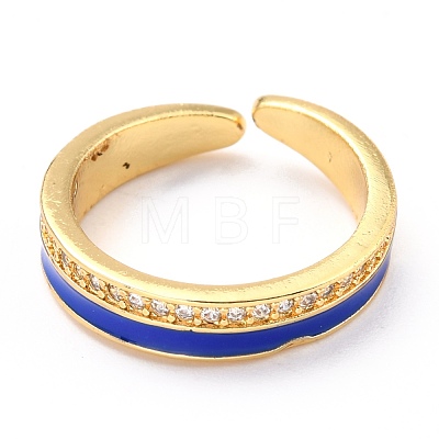 Adjustable Real 18K Gold Plated Brass Enamel Finger Rings RJEW-L071-23G-1