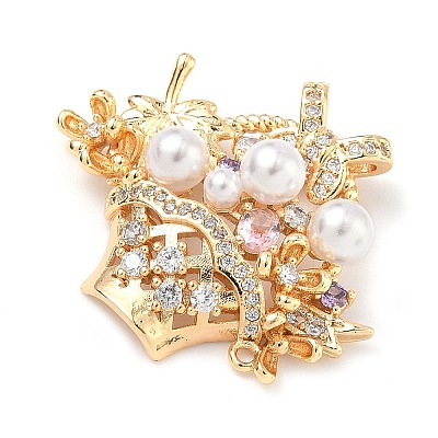 Brass Micro Pave Cubic Zirconia Pendants KK-B172-04G-1