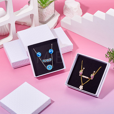 5Pcs Rhombus Textured Cardboard Jewelry Packing Boxes with Sponge Inside CBOX-TA0001-18A-1