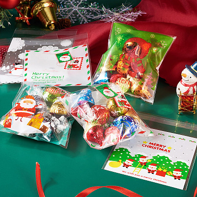 200Pcs 10 Style Christmas Theme Plastic Bakeware Bag OPP-TA0001-05-1