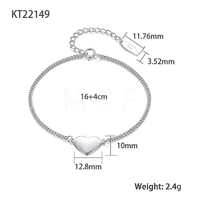 Rhodium Plated 925 Sterling Silver Link Bracelets EW9515-1-1