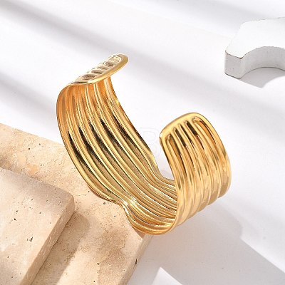 304 Stainless Steel Cuff Bangles BJEW-B108-13G-1