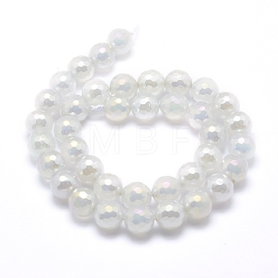 Electroplated Natural Agate Beads Strands G-O164-01B-6mm-1