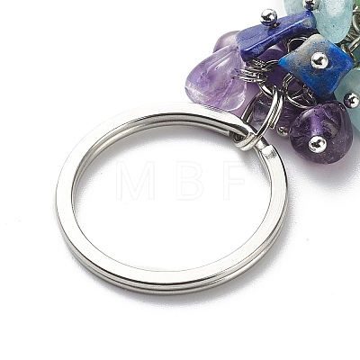 Chakra Theme Natural Gemstone Chip Bead Keychain KEYC-JKC00416-02-1