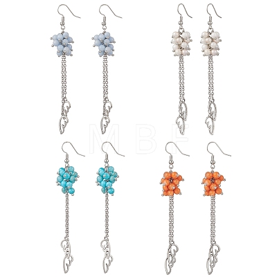 Natural Persian Jade Wing Dangle Earrings EJEW-JE06728-1