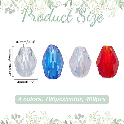 400Pcs 4 Colors Transparent Glass Beads EGLA-ME0001-05-1