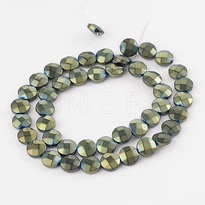 Electroplated Non-magnetic Synthetic Hematite Flat Round Bead Strands G-L368-06F-1