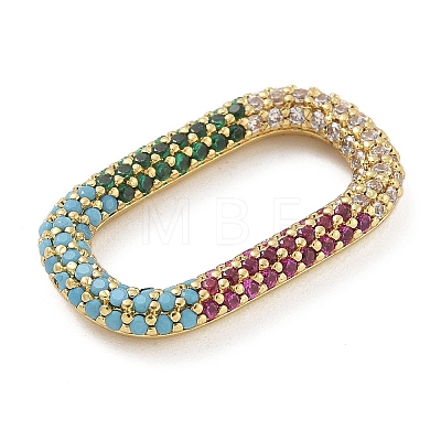 Rack Plating Brass Micro Pave Cubic Zirconia Oval Linking Rings KK-A234-006G-1