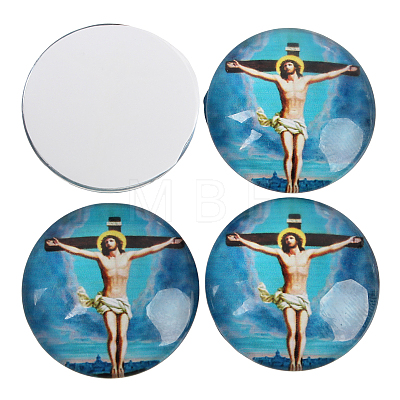 Jesus and the Virgin Printed Glass Half Round/Dome Cabochons GGLA-N004-14mm-A-1