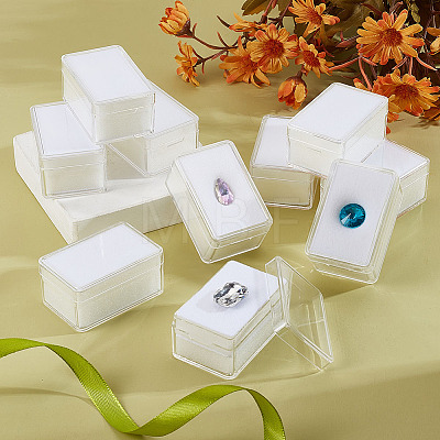 Rectangle Clear Plastic Loose Diamond Display Boxes CON-WH0092-60A-1