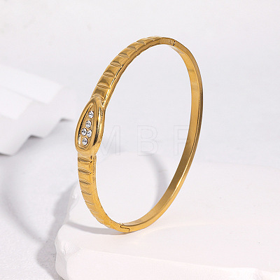 304 Stainless Steel Rhinestone Hinged Bangles for Women FS-WGE0196-02-1