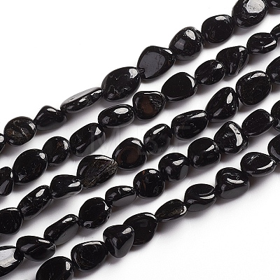 Natural Black Tourmaline Beads Strands X-G-D0002-B39-1